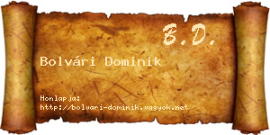 Bolvári Dominik névjegykártya